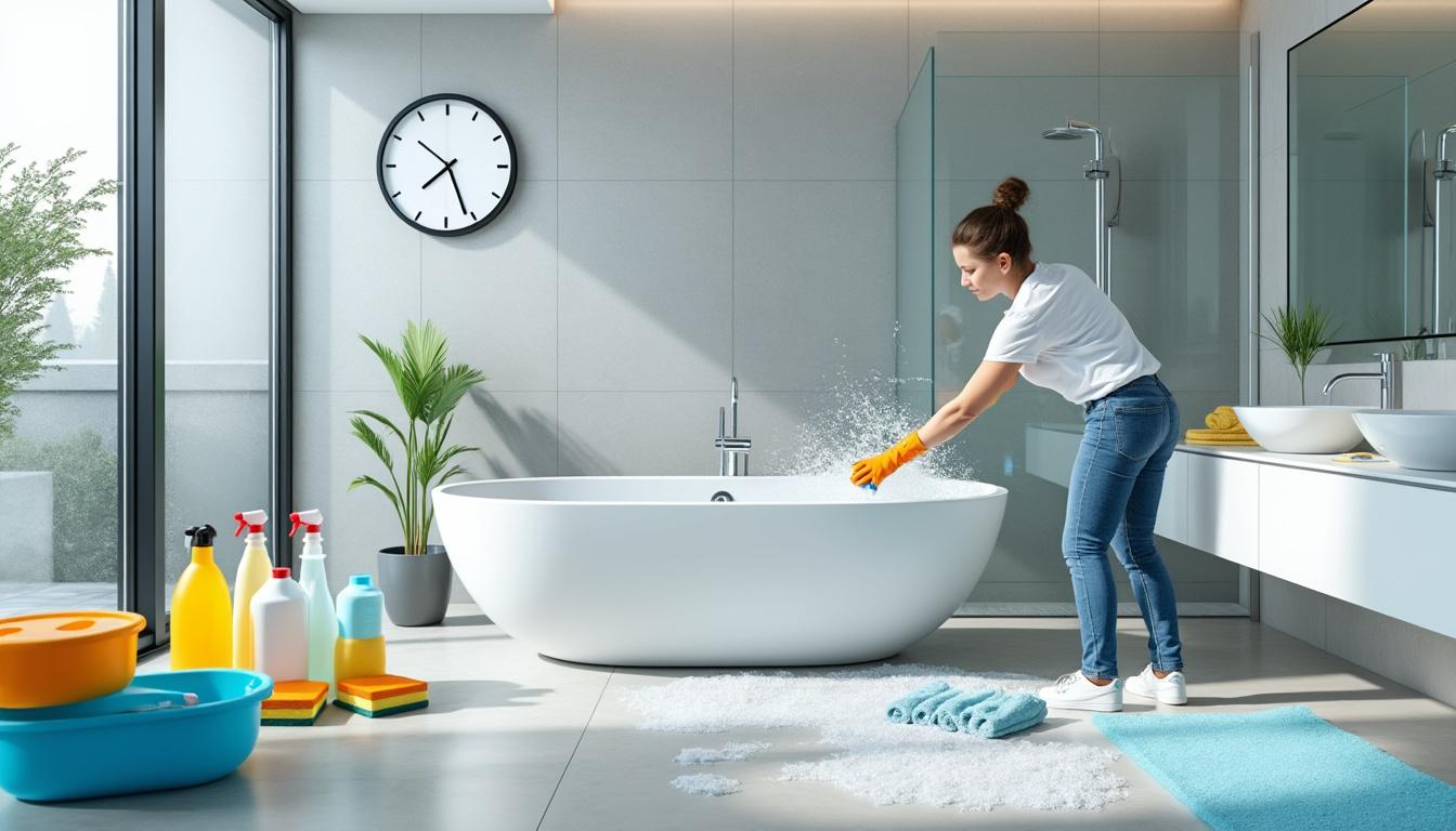 découvrez combien de temps il faut pour nettoyer efficacement une salle de bain. nos conseils et astuces vous aideront à optimiser votre temps tout en assurant une propreté irréprochable. ne laissez plus le nettoyage de votre salle de bain vous prendre trop de temps !