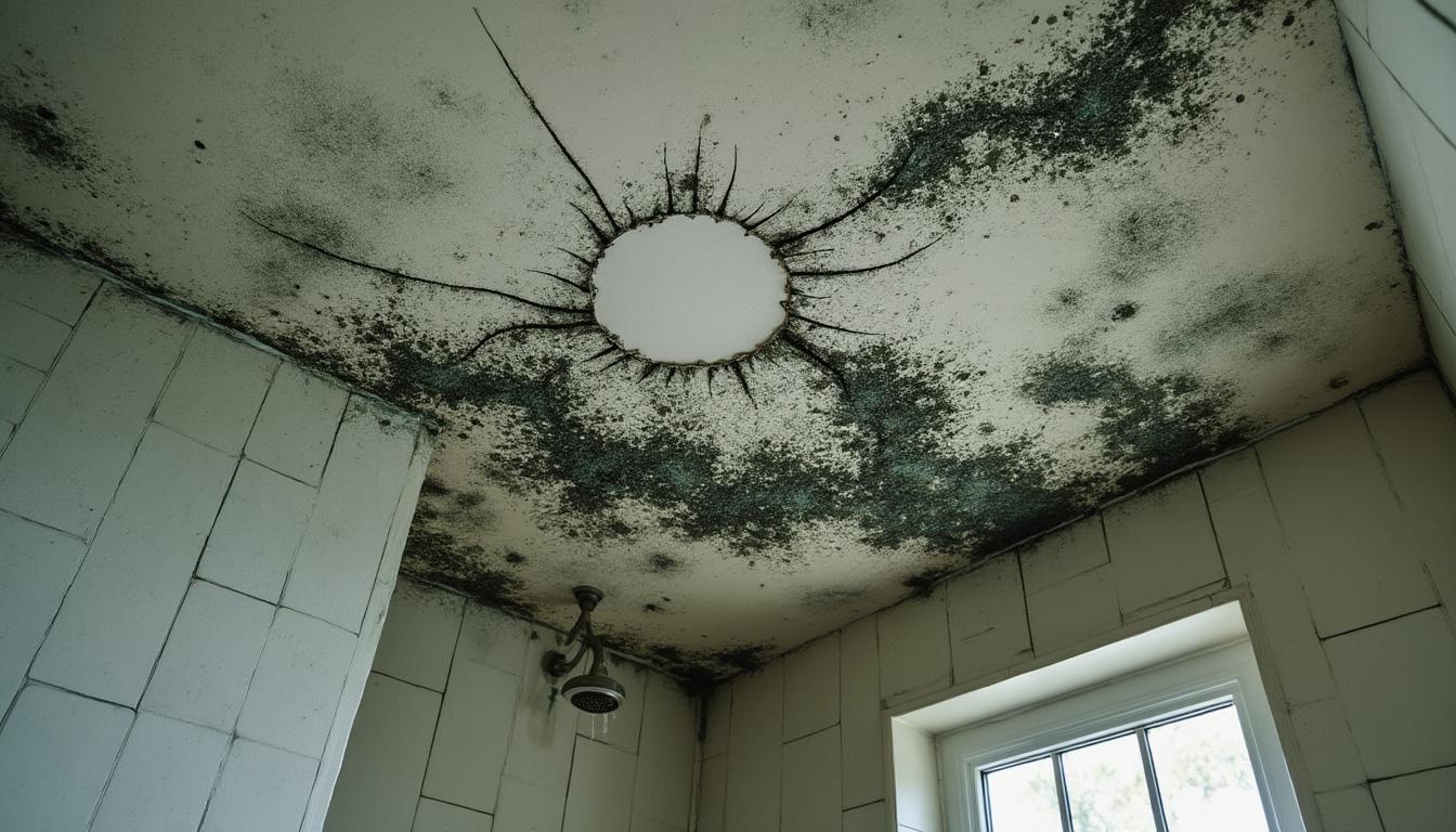 Comment enlever la moisissure au plafond de la salle de bain ? 1 découvrez des méthodes efficaces et simples pour enlever la moisissure du plafond de votre salle de bain et garder un espace propre et sain.