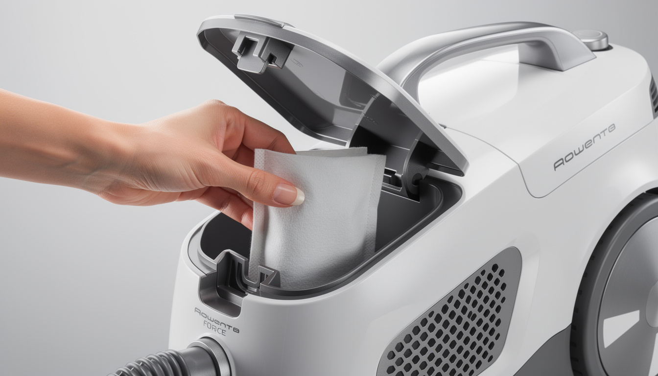 Comment mettre un sac sur l'aspirateur Rowenta silence force ? 1 découvrez étape par étape comment installer facilement un sac sur votre aspirateur rowenta silence force pour une efficacité optimale et un entretien simplifié.