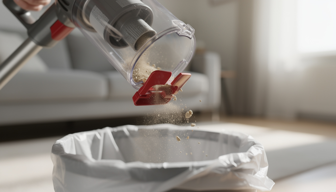 Comment vider un aspirateur Dyson v10 ? 1 découvrez comment vider facilement et rapidement votre aspirateur dyson v10 grâce à notre guide étape par étape. maintenez ses performances optimales en nettoyant correctement le bac à poussière.