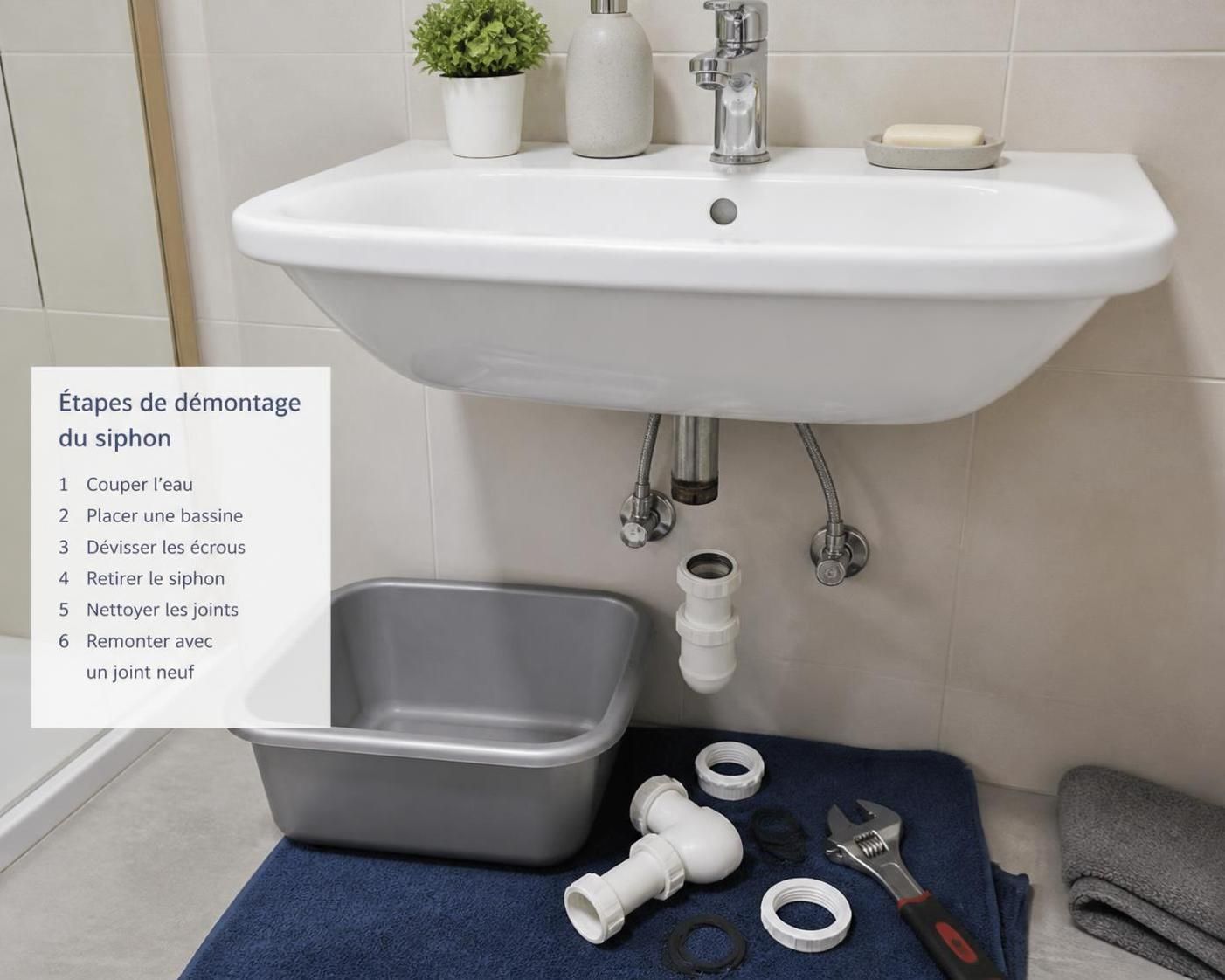 Comment réparer un siphon de lavabo trop serré qui fuit ? 1 apprenez à réparer facilement un siphon de lavabo trop serré qui fuit grâce à nos conseils pratiques et simples pour éviter les fuites et économiser de l'eau.