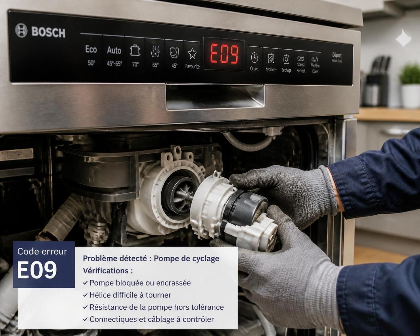 Comment résoudre le code erreur E09 sur lave-vaisselle Bosch ? 1 découvrez comment identifier et réparer le code erreur e09 sur votre lave-vaisselle bosch grâce à nos conseils pratiques et solutions efficaces.
